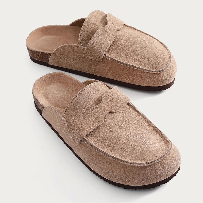 Diabetic Slippers Women | Suede Cork Clogs with Arch Support Non Slip