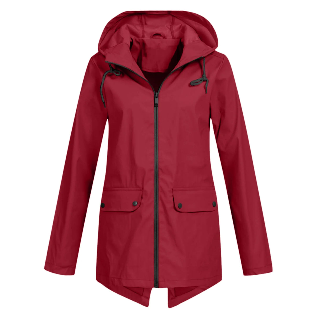 Women waterproof lightweight hooded rain jacket zip-up outdoor