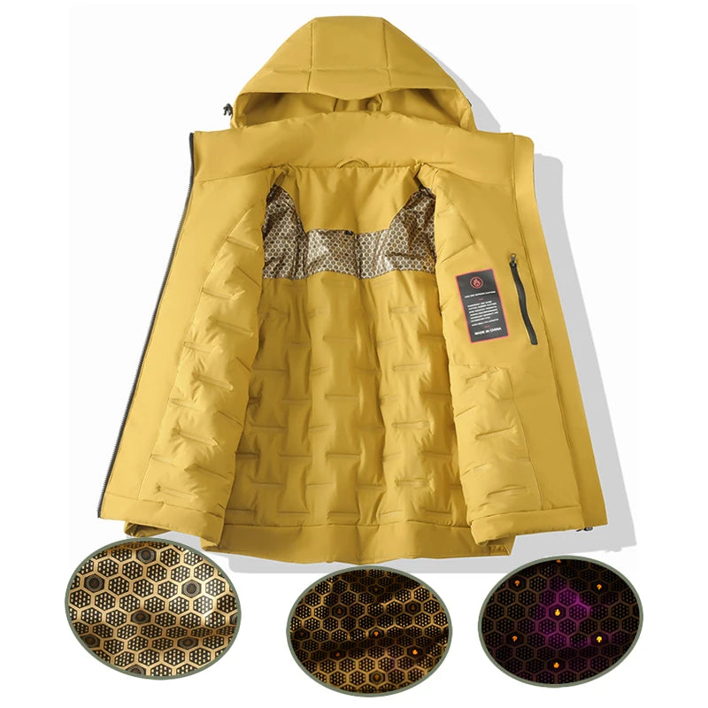 Women waterproof fleece jacket windproof thermal with hood and full-length zip
