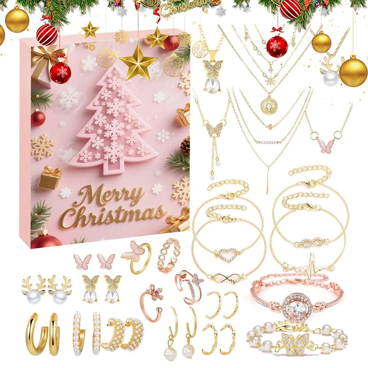 Jewellery Advent Calendar Womens Christmas 24 Earring Bracelet Set