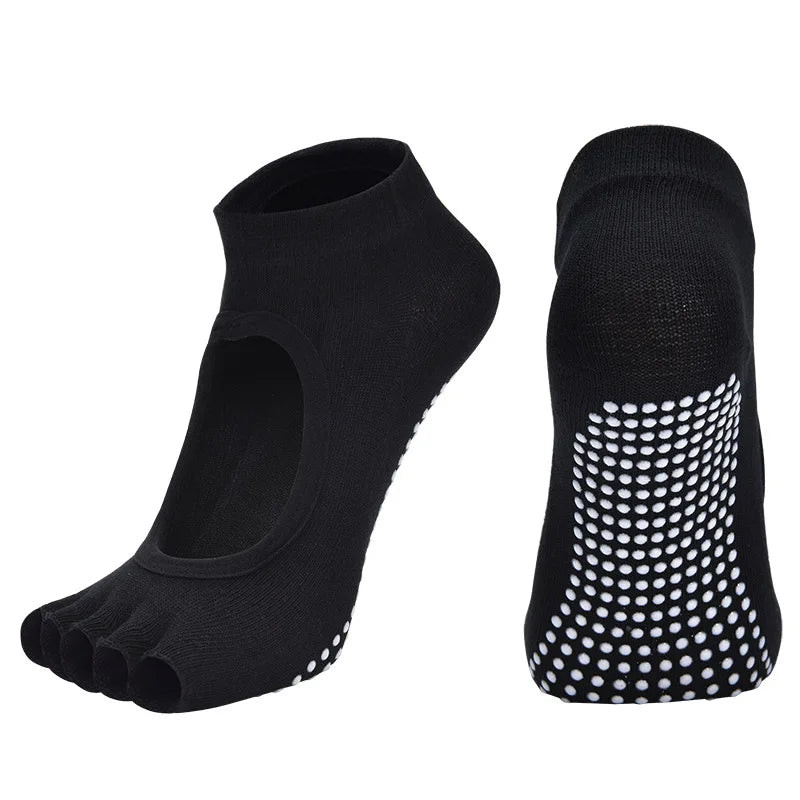 Five Toe Pilates Socks | Women's, Non Slip, Cotton | Breathable Comfort
