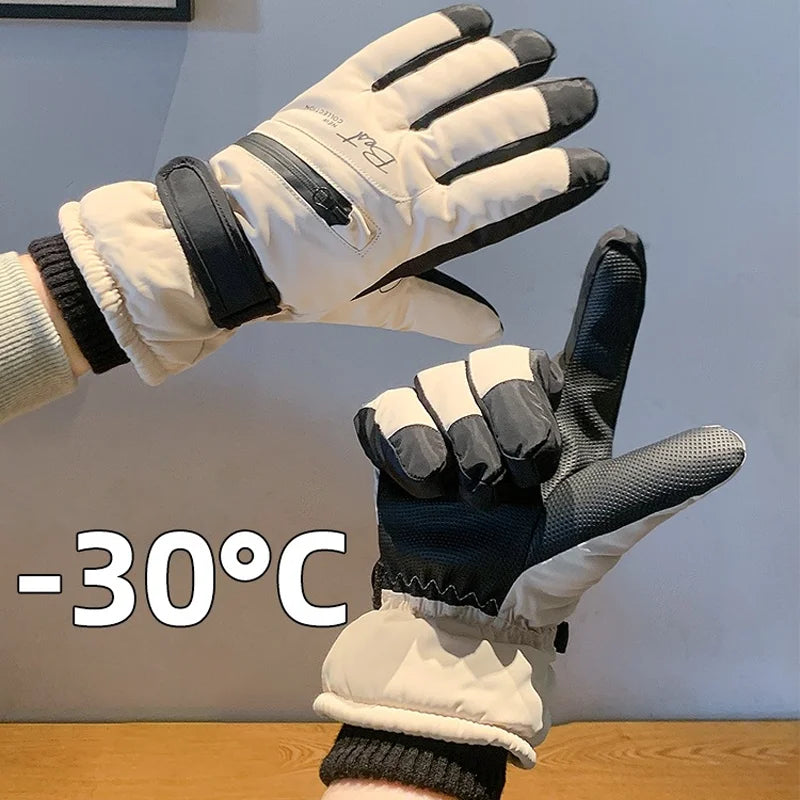 Winter waterproof ski gloves men women non slip touch screen compatible