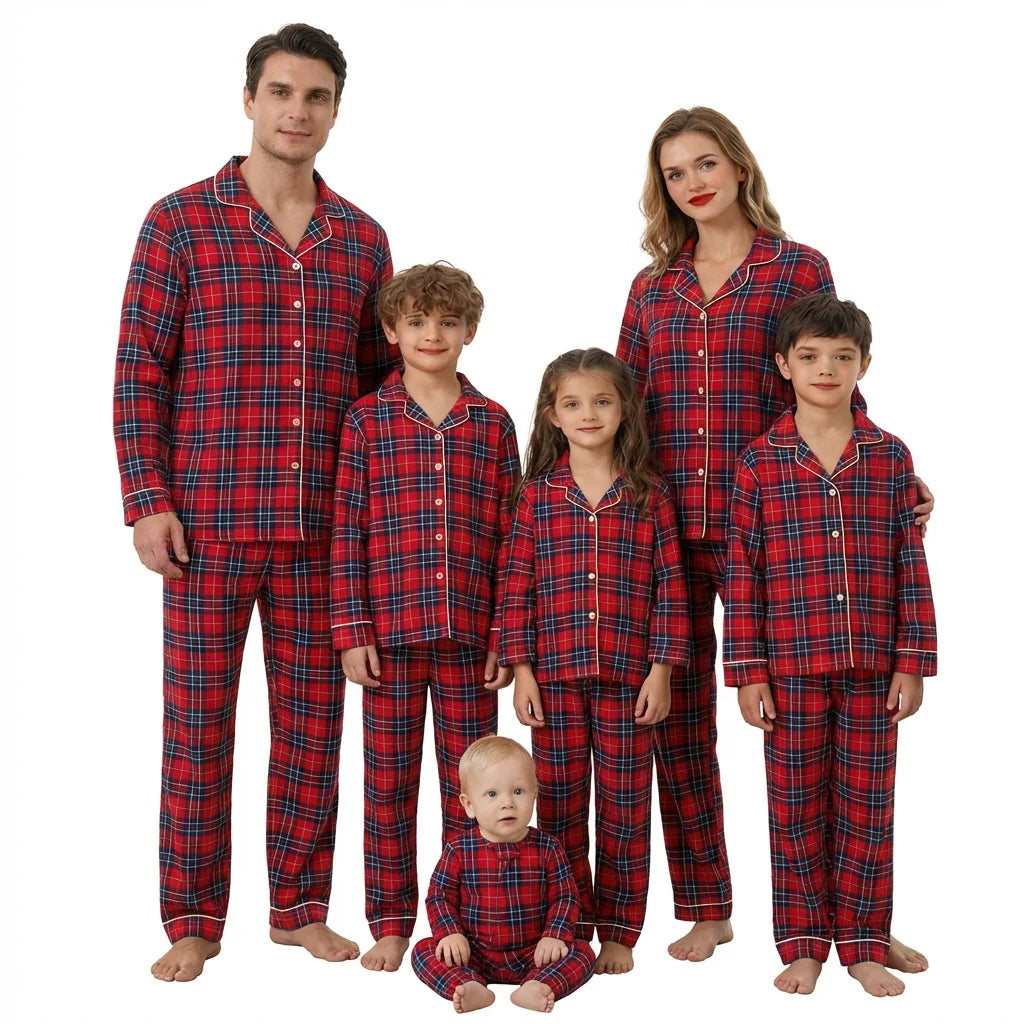 Christmas Pyjamas | Family Matching Plaid, 2 Piece Sets for Adults and Kids