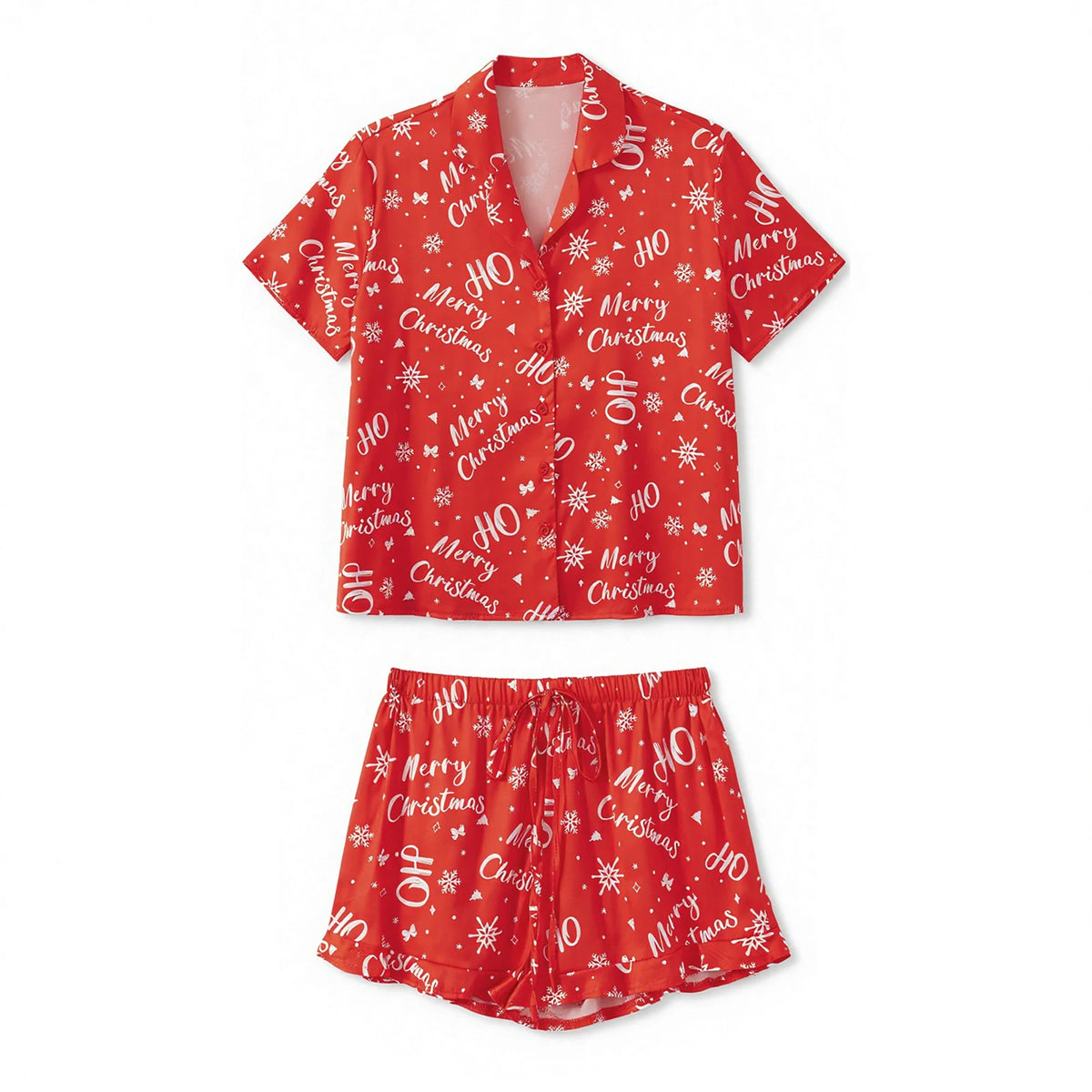 Womens Christmas pyjamas 2 piece set short sleeve shirt and shorts