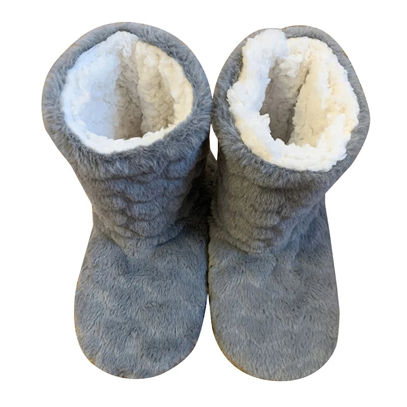 Women men plush slipper boots high tube non-slip indoor winter