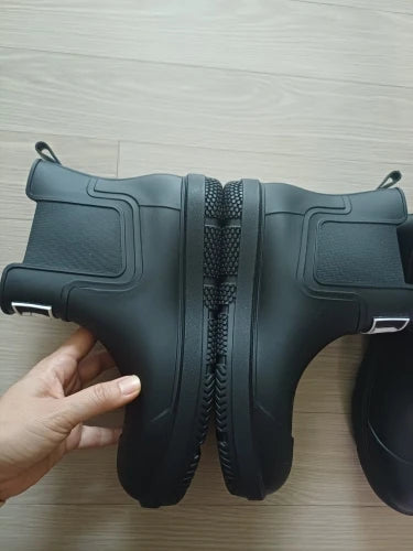 Men ankle rain boots slip on waterproof wellies non-slip outsole