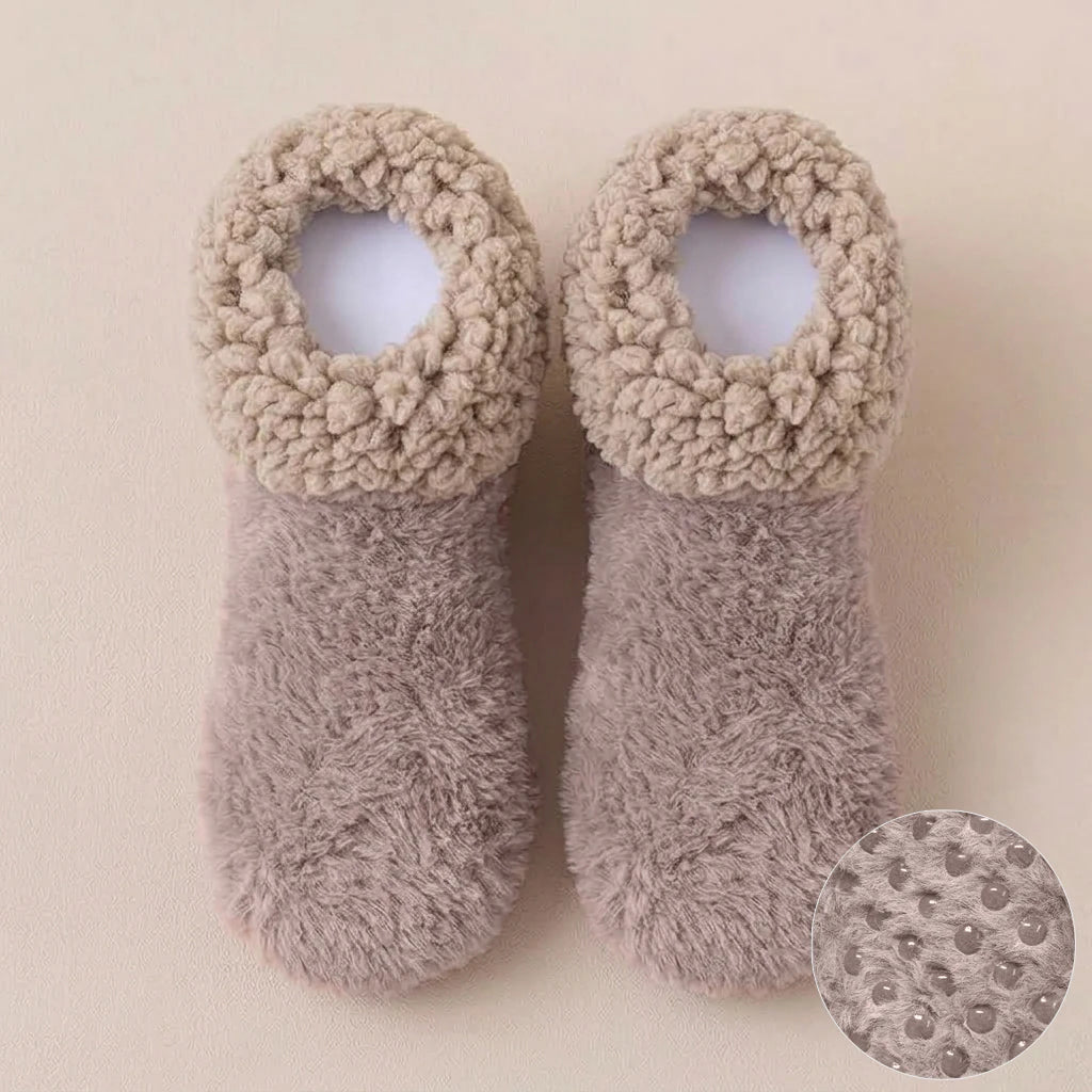Teddy slipper socks womens non slip winter fuzzy with silicone grip and thick soft fabric
