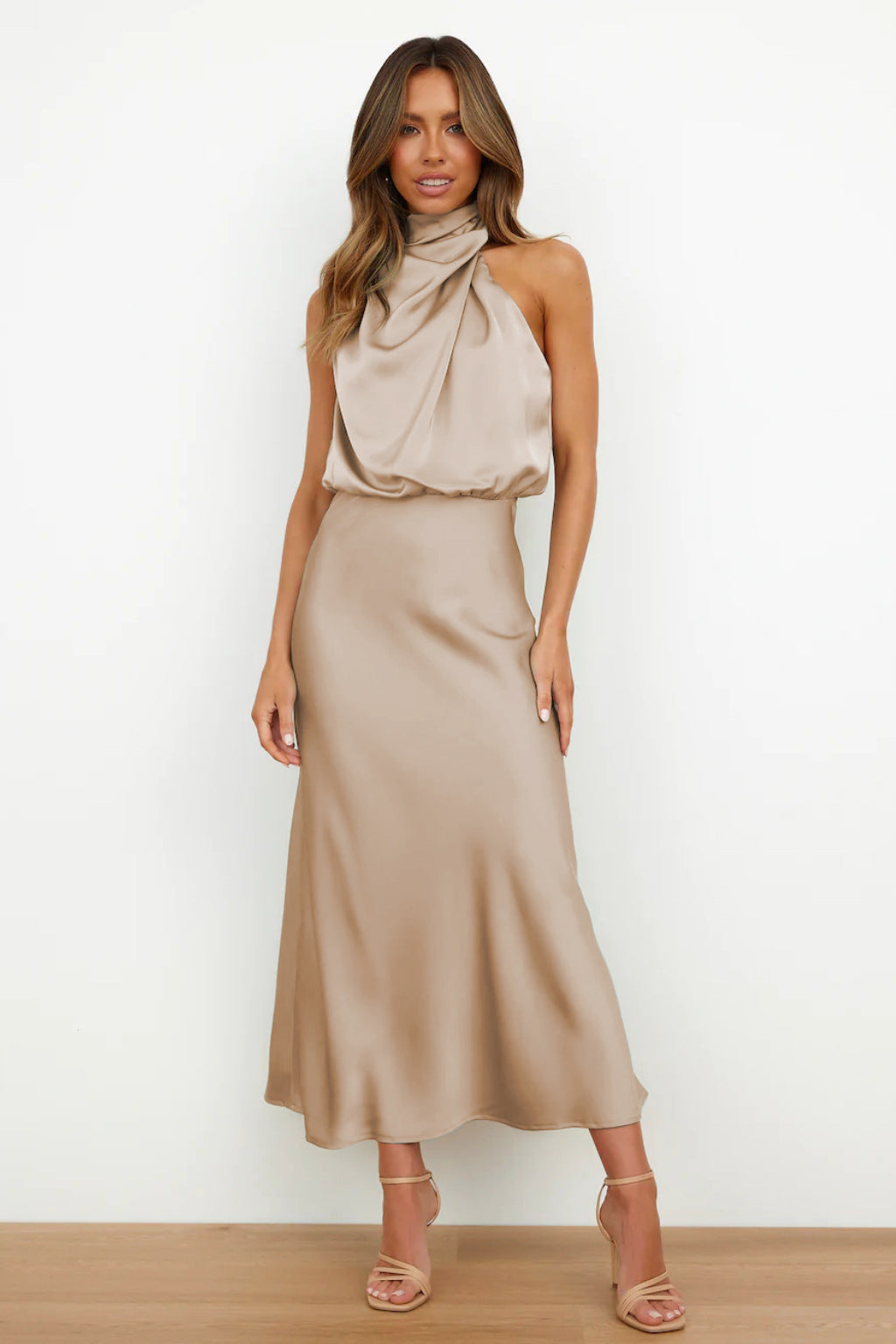 Evening Dress | Halter Satin Dress | Women's Formal Wear