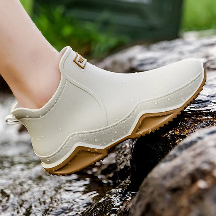 Unisex waterproof ankle wellies with anti-slip sole for rain and snow