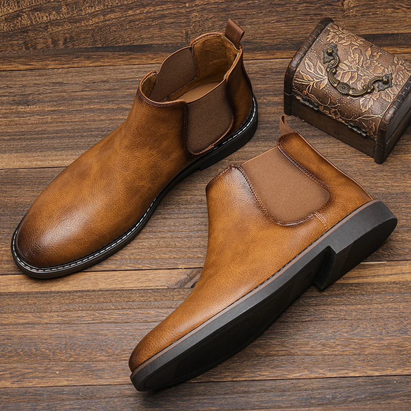 Men's Waterproof Chelsea Boots - Elastic Sides - Slip Resistant