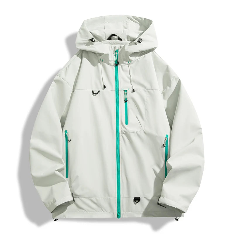 Women waterproof hiking jacket hooded windbreaker for outdoor camping