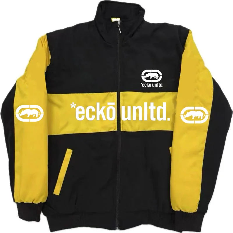 Men's Winter Jacket | Retro Hip Hop Style, Graphic Print | Padded Stand Collar