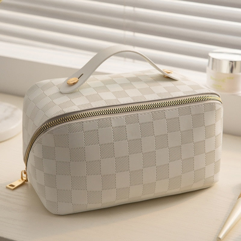 Makeup Bag | Checked Pattern, Cosmetic Storage | Travel Organizer