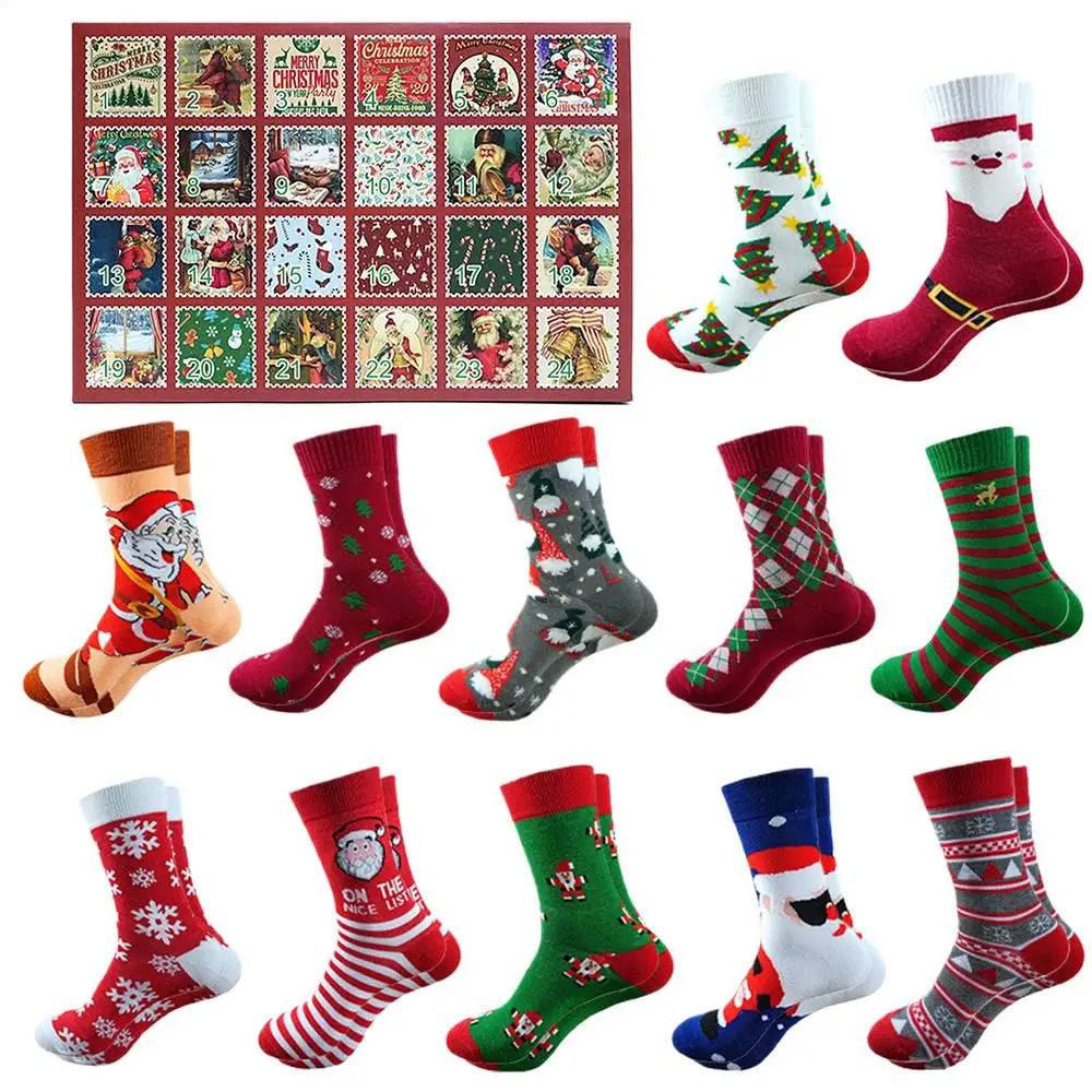 Sock Advent Calendar 24 Days Countdown 12 Pairs Winter Socks Unisex