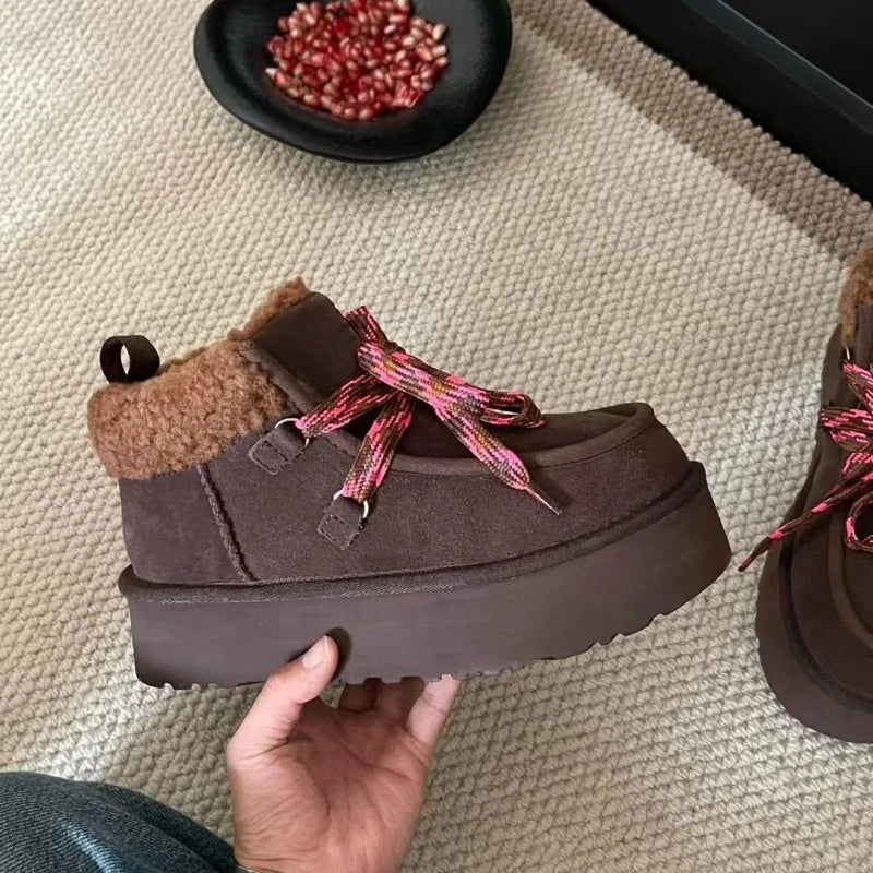 Snow Boots | Women's Sheepskin Ankle Boots, Wool Lined | Warm Winter