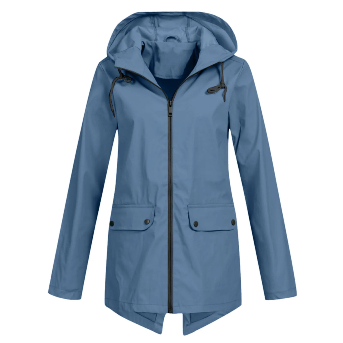 Women waterproof lightweight hooded rain jacket zip-up outdoor