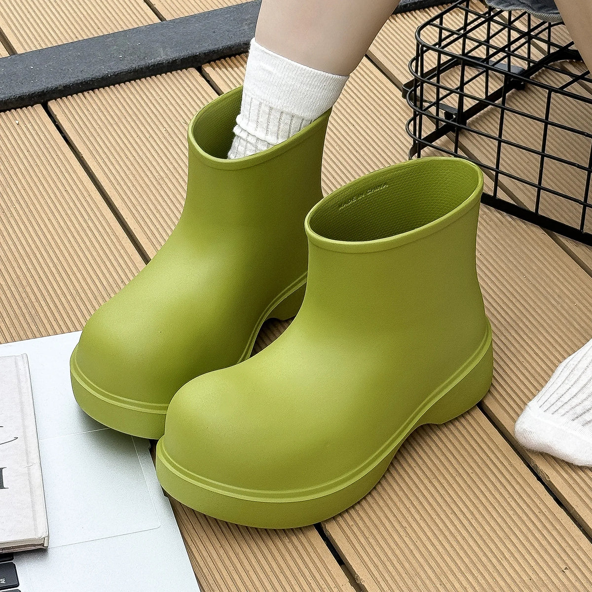 Womens Wellies Waterproof | Ankle Height | Rain Boots Low Heel