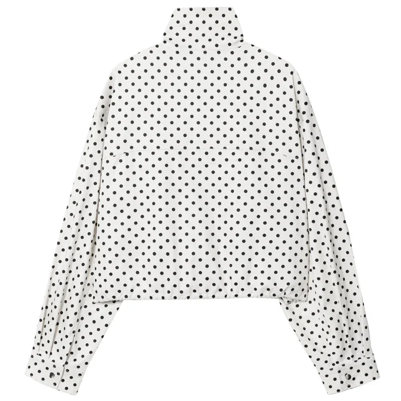Women's Bomber Jacket | Polka Dot, Oversized | Long Sleeve Spring Coat