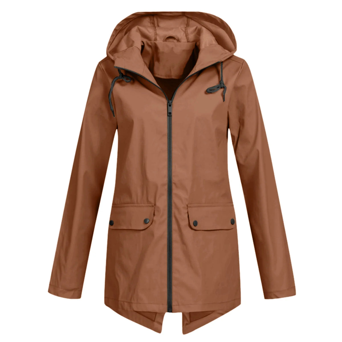 Women waterproof lightweight hooded rain jacket zip-up outdoor