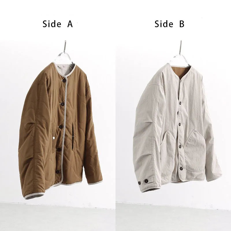 Women colour block puffer jacket reversible short petite fit
