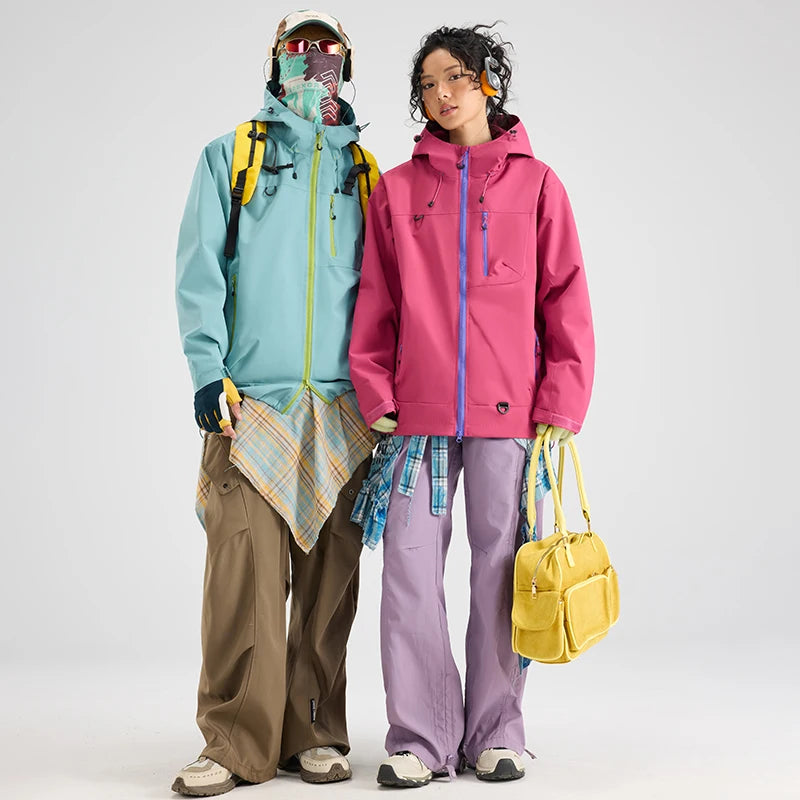 Women waterproof hiking jacket hooded windbreaker for outdoor camping