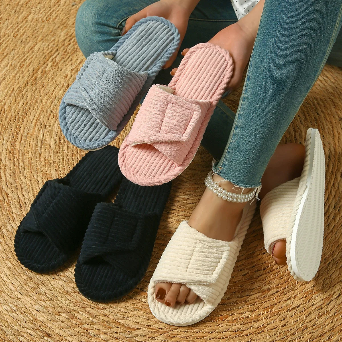 Women's Slippers | Velcro, Adjustable, Unisex Indoor Shoes