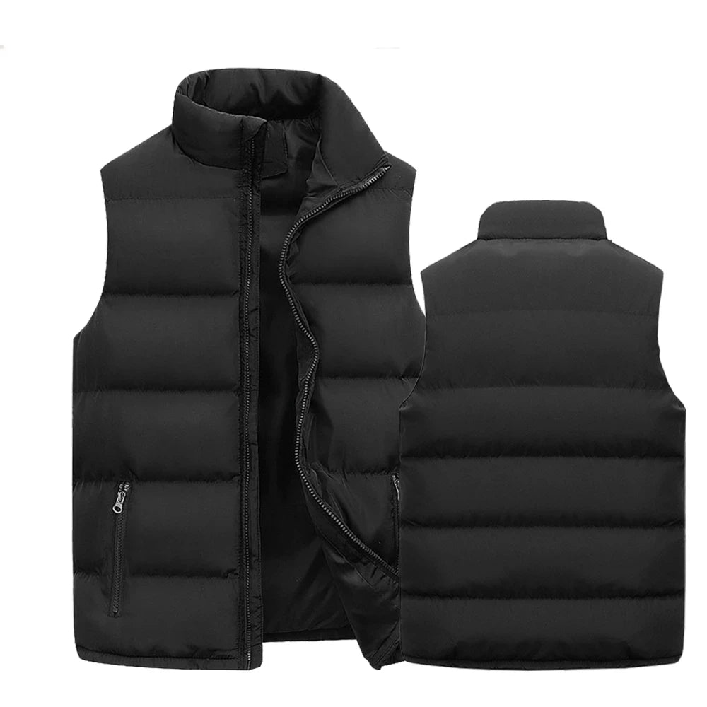 Mens stand collar vest jacket sleeveless cotton, thick winter warm