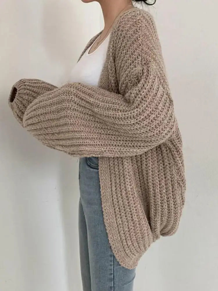 Women vintage lantern sleeve cardigan Y2K Korean streetwear style