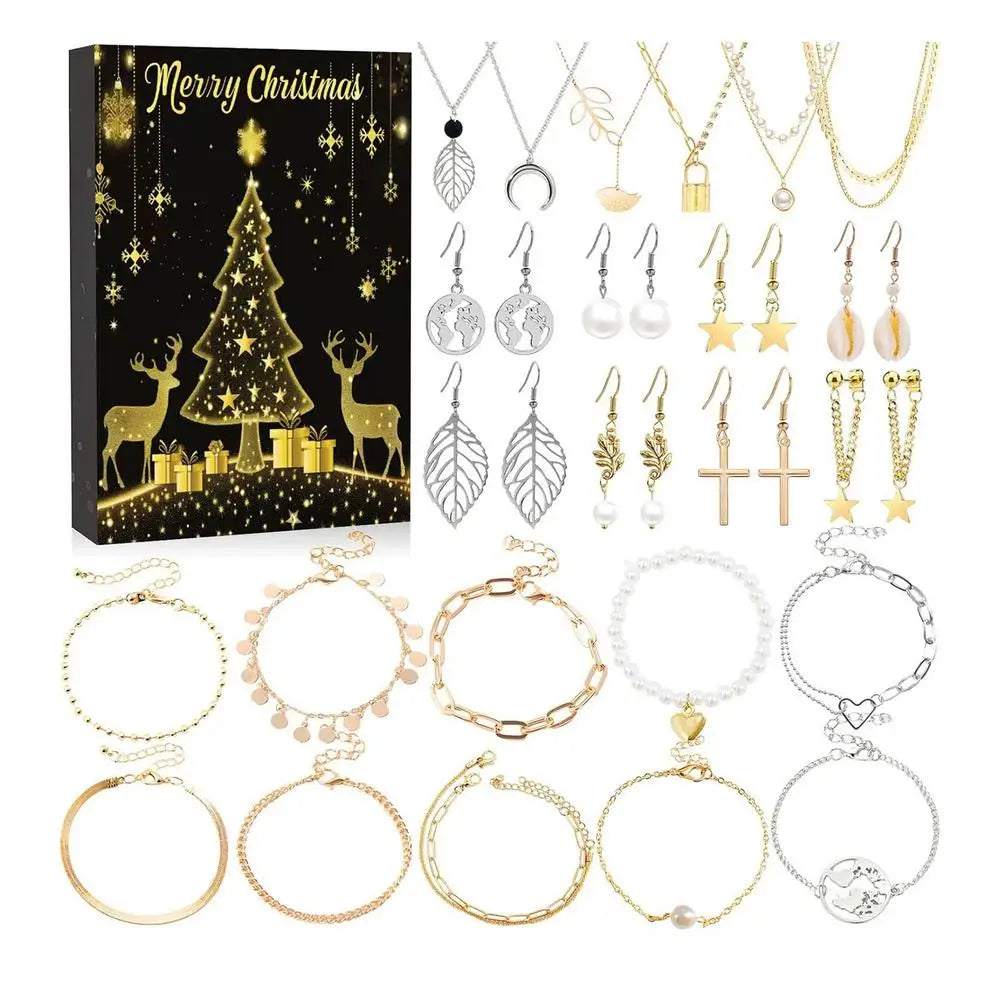 Jewelry Advent Calendar 24 Days Womens Earring Bracelet Set