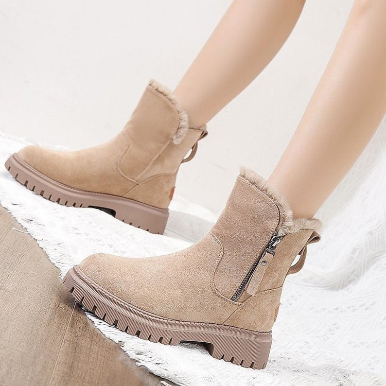 Womens Suede Ankle Boots Winter Lined Insulated Comfortable