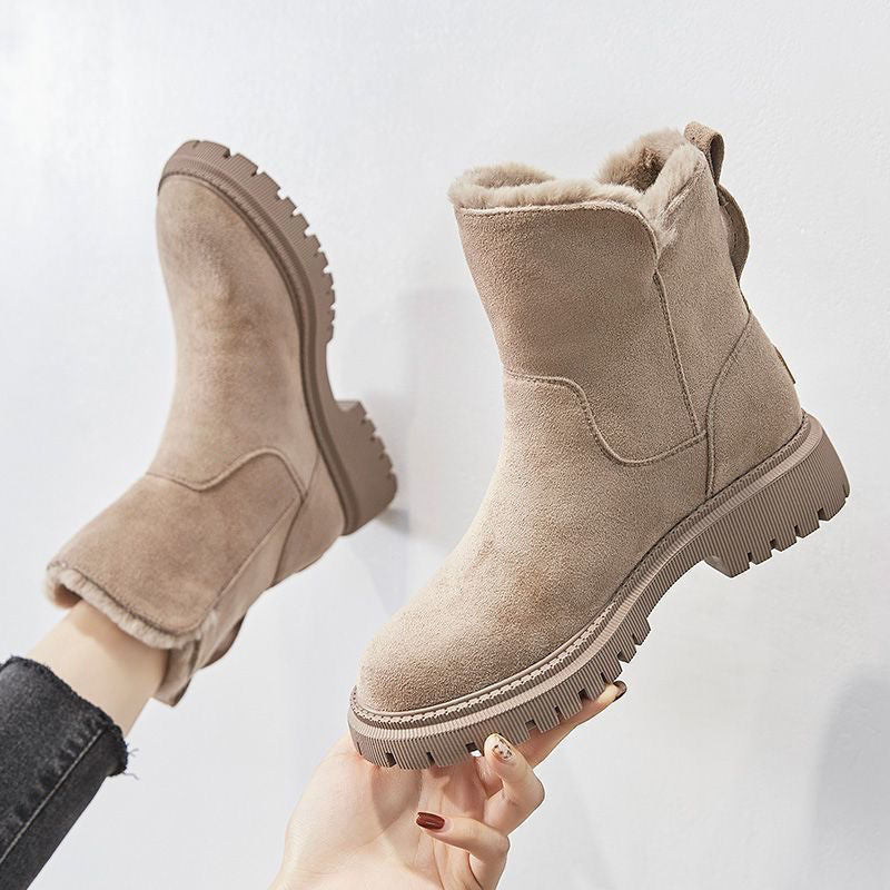 Womens Suede Ankle Boots Winter Lined Insulated Comfortable