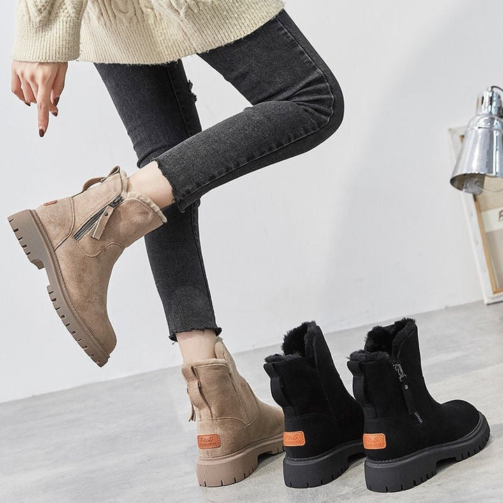 Womens Suede Ankle Boots Winter Lined Insulated Comfortable