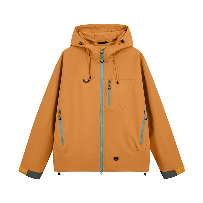 Women waterproof hiking jacket hooded windbreaker for outdoor camping