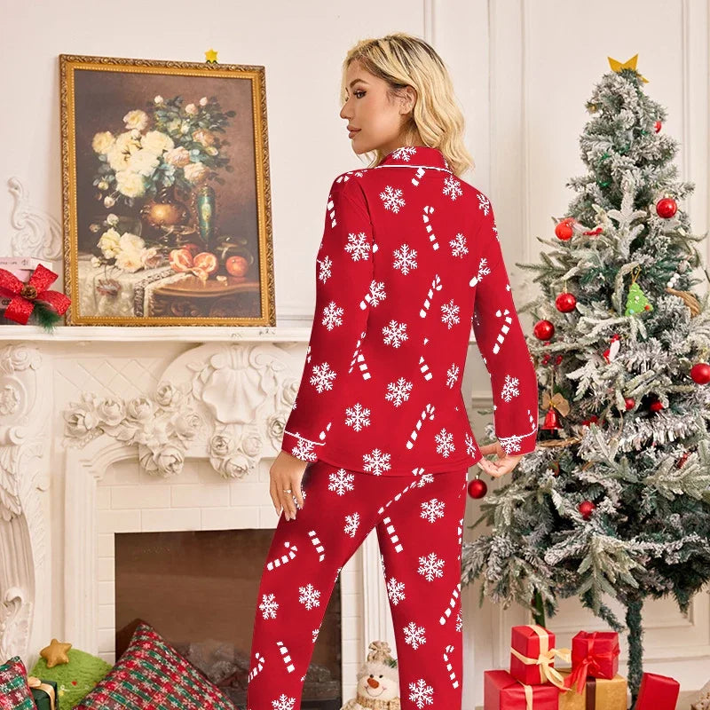 Christmas Pyjamas | Women's Snowflake Print, Long Sleeve Festive Sleepwear