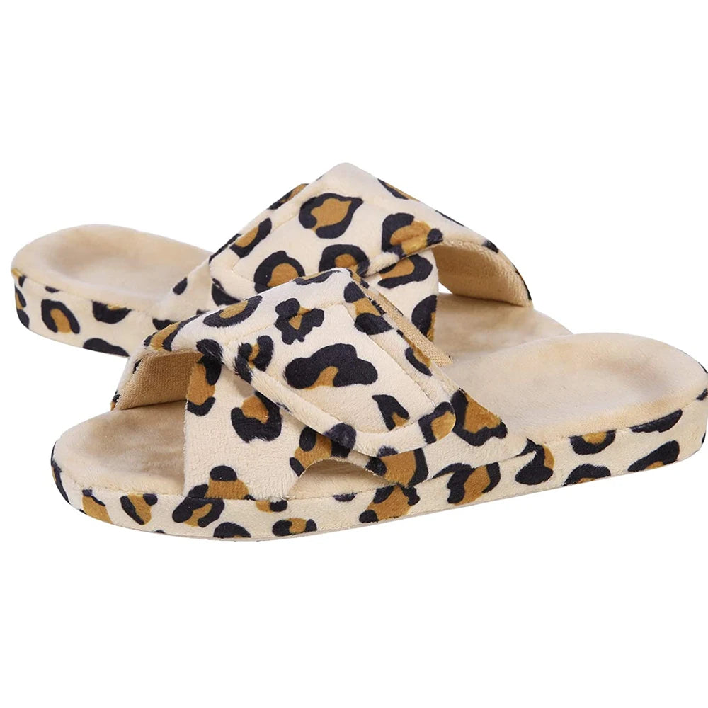 Extra Wide Slippers for Swollen Feet Womens Adjustable Fuzzy Warm