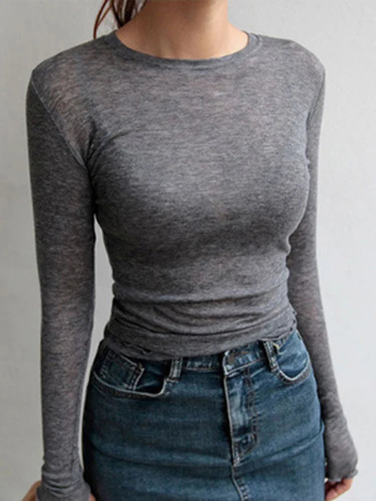 Women's Long Sleeve Shirt | Cotton, Fitted | Black, Grey, White