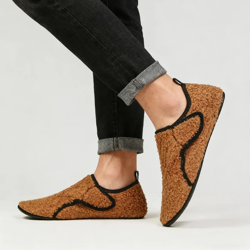 Extra Wide Slippers for Swollen Feet | Men's Warm Indoor Cotton Shoes