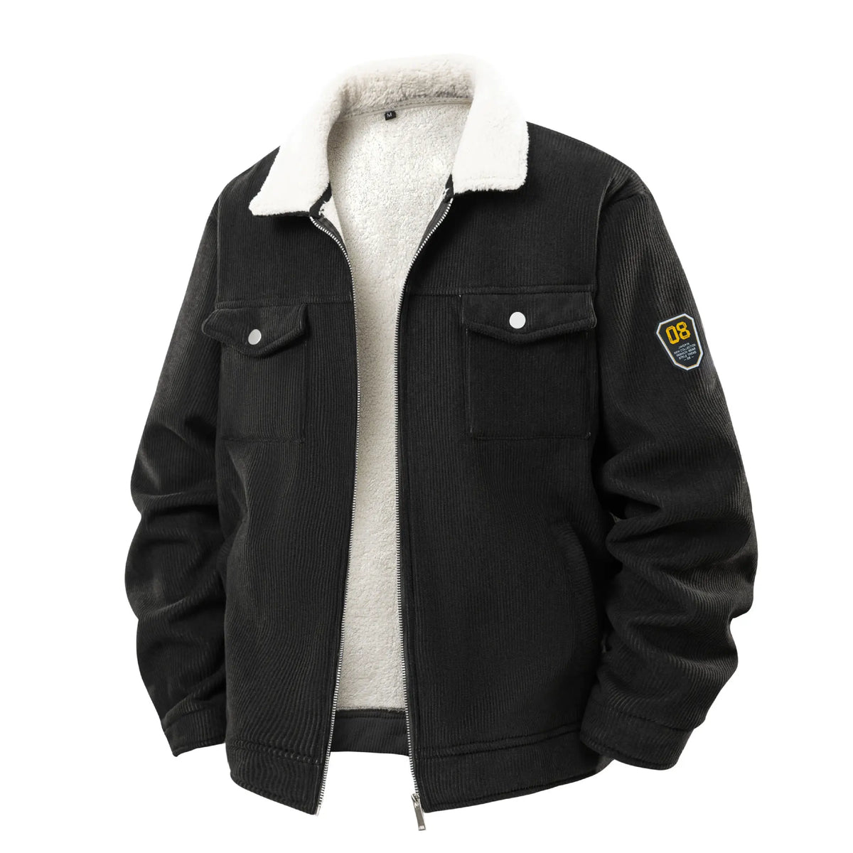 Sherpa lined corduroy jacket men with lapel collar and thick warmth