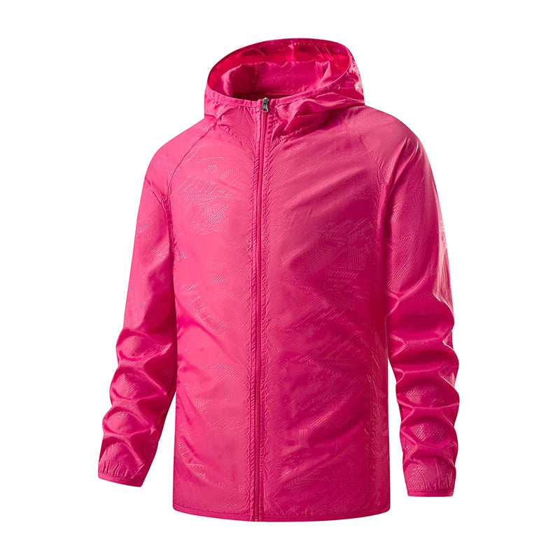 Women men lightweight packable waterproof windbreaker rain jacket UPF 50 sun protection