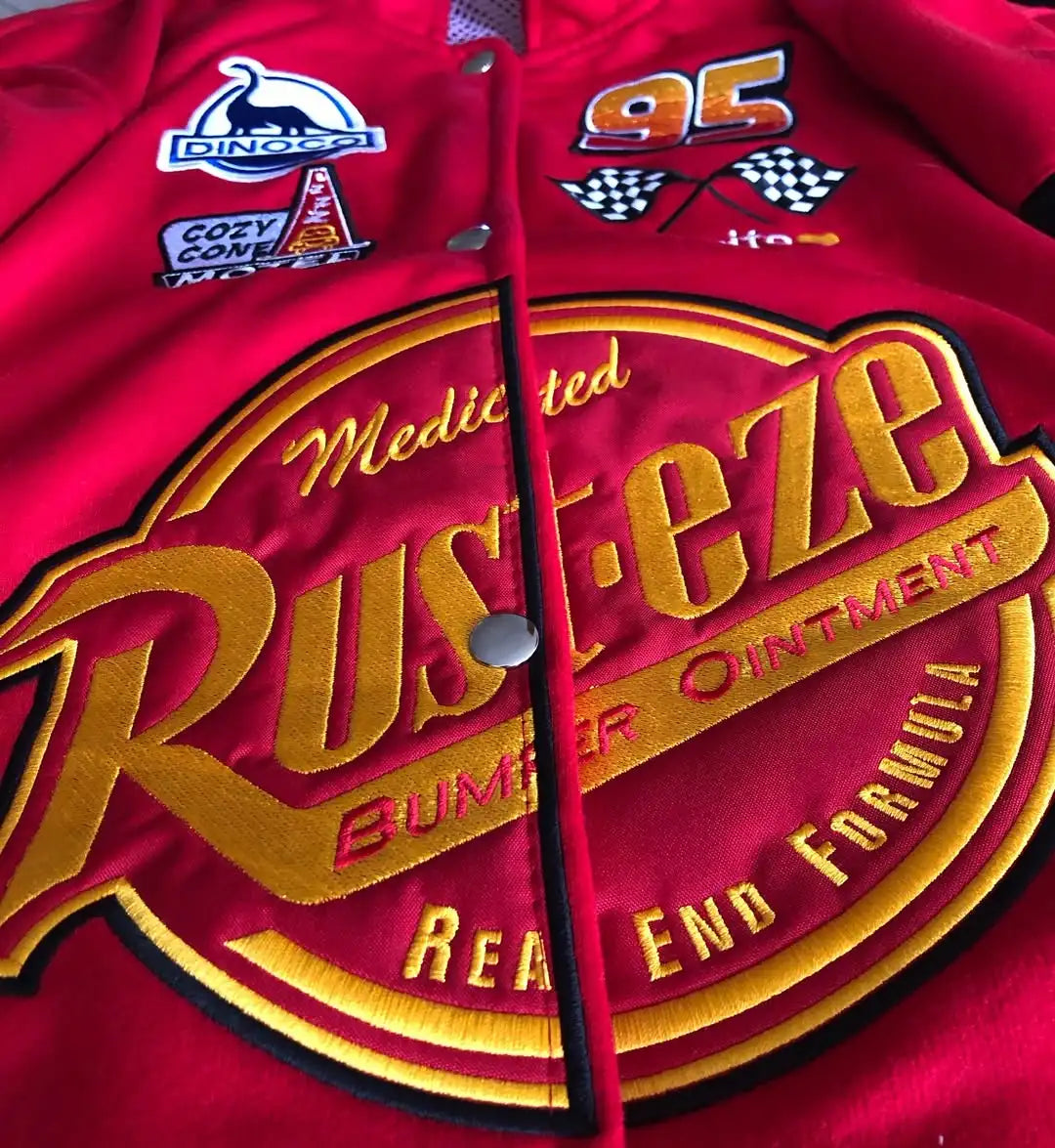 Men's and Women's Racing Jacket | Red Black Flame | American Style