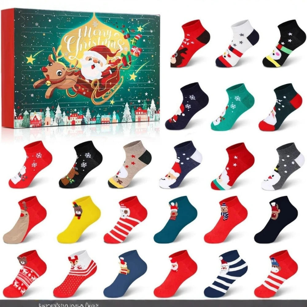 Sock Advent Calendar 24 Pairs Christmas Socks Long Short Gift Box