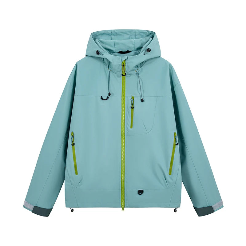 Women waterproof hiking jacket hooded windbreaker for outdoor camping