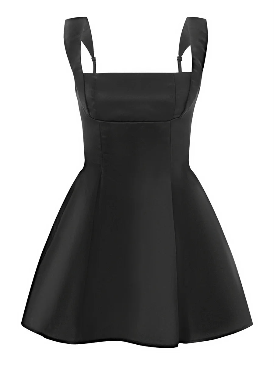Women's A-Line Dress | Backless Sleeveless Square Neck | Summer Evening Party