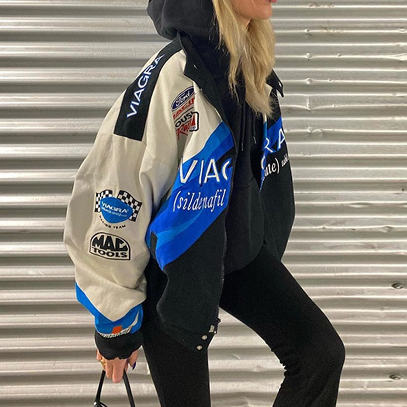 Women's Bomber Jacket | Oversized Racing Fit, Retro Motorsport | Graphic Design
