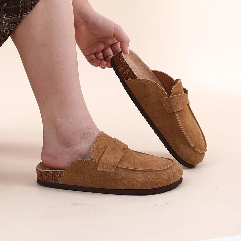 Diabetic Slippers Women | Suede Cork Clogs with Arch Support Non Slip