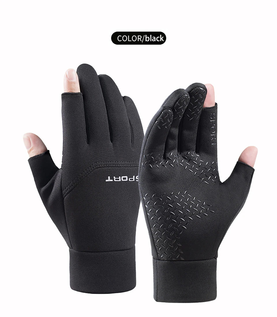 Fishing Gloves | Two Finger Cut, Touchscreen Compatible | Anti Slip Cycling Grip