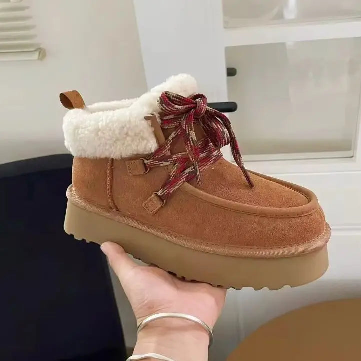 Snow Boots | Women's Sheepskin Ankle Boots, Wool Lined | Warm Winter