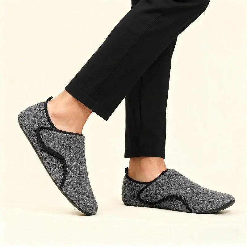 Extra Wide Slippers for Swollen Feet | Men's Warm Indoor Cotton Shoes