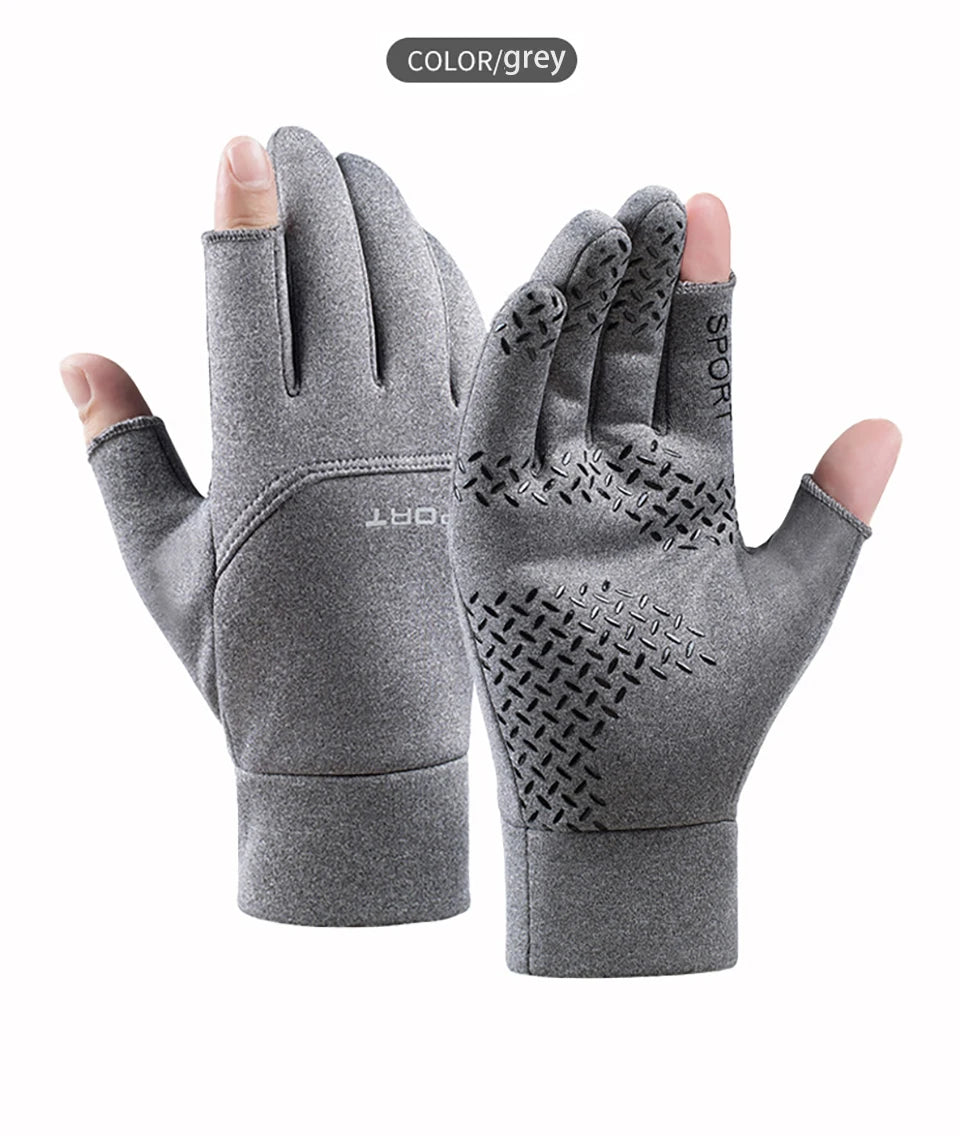 Fishing Gloves | Two Finger Cut, Touchscreen Compatible | Anti Slip Cycling Grip