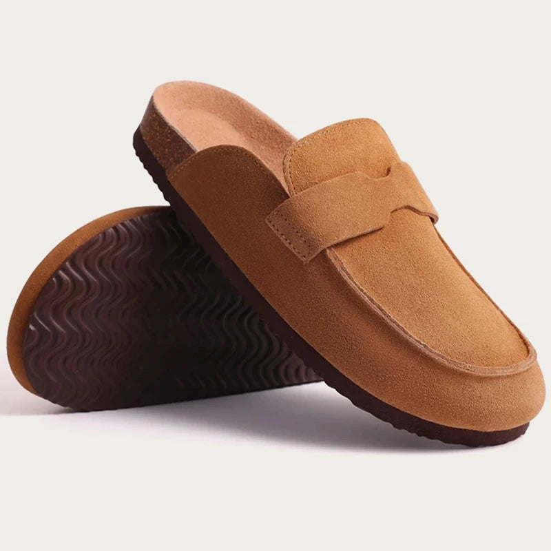 Diabetic Slippers Women | Suede Cork Clogs with Arch Support Non Slip